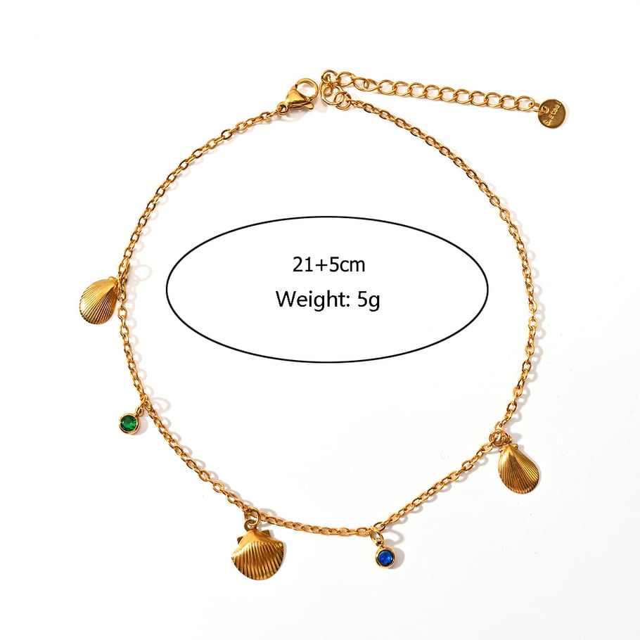 Polychrome Natural Flower Stainless Steel Gold Color Women's Anklets 