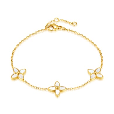 Pulsera de cadena para mujer de acero inoxidable con diseño geométrico diario, serie simple, color dorado, 1 unidad h5 Imagen5