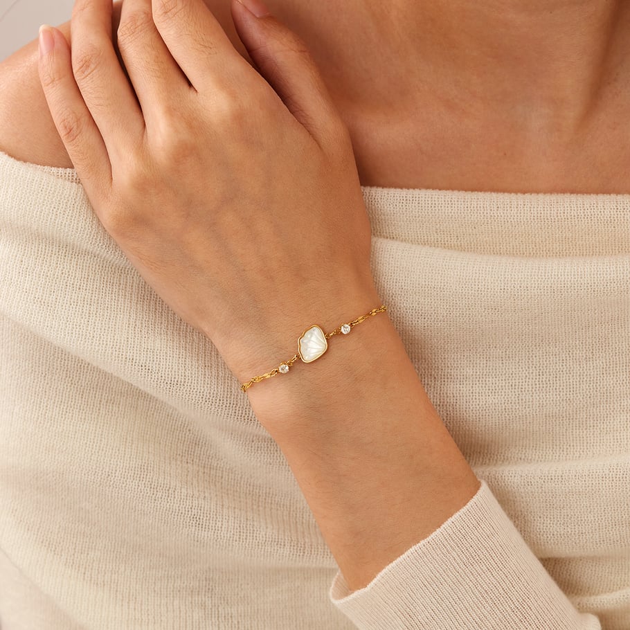 Pulsera de cadena de acero inoxidable para mujer, serie simple, geométrica, color dorado, 1 unidad Imagen5