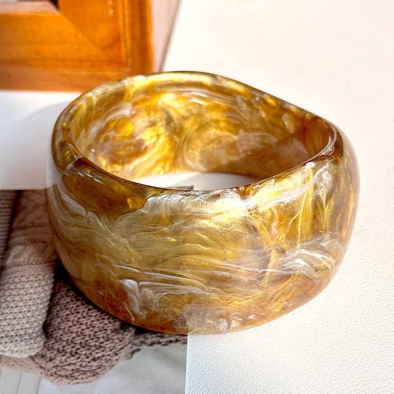 Hochwertiges braunes, breites, gemischtes, rundes, geometrisches Damenarmband 