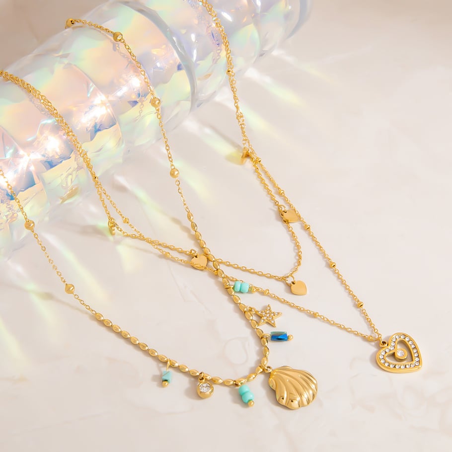 Vacation Shell Stainless Steel Gold Color Women's Pendant Necklaces Picture3