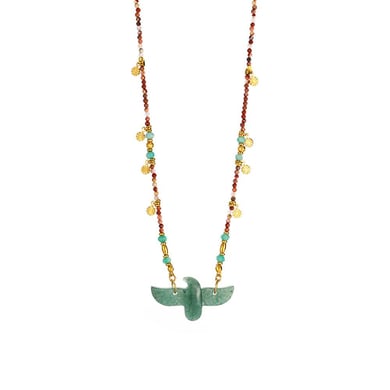 Classic Eagle Stainless Steel Gold Color Natural Stone Women's Beaded Necklaces h5 