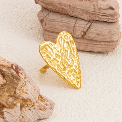 1 Stück Simple Series Retro Herz Edelstahl Gold Farbe Damen verstellbare Ringe h5 Bild5