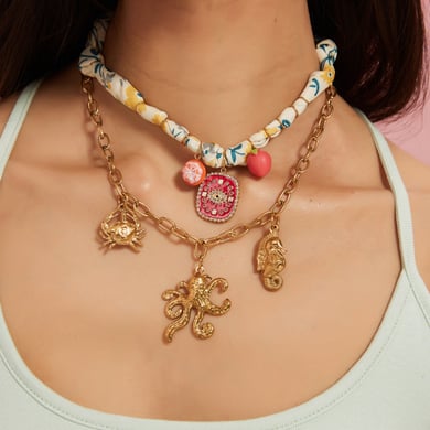 Marine Organism Series Stainless Steel Gold Color Women's Pendant Necklaces h5 Picture3