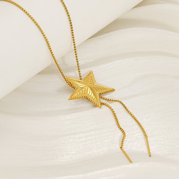 Star Stainless Steel Gold Color Long Necklaces