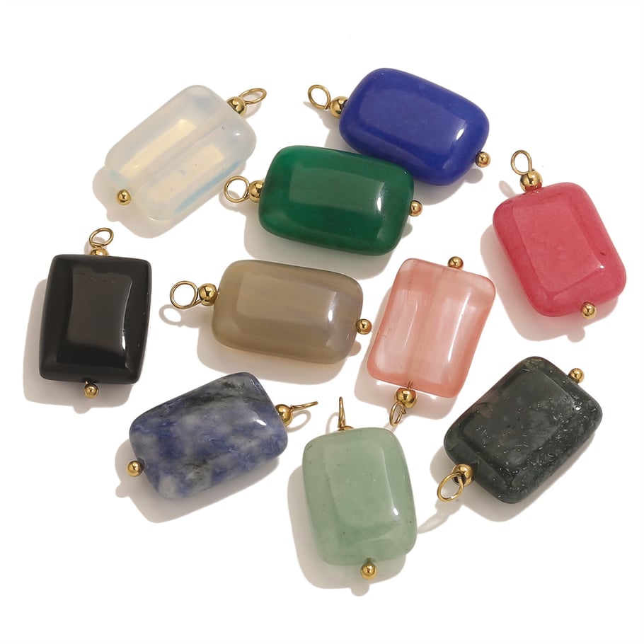 1 Piece Polychrome Rectangular Stainless Steel Natural Stone Women's Pendants Picture5