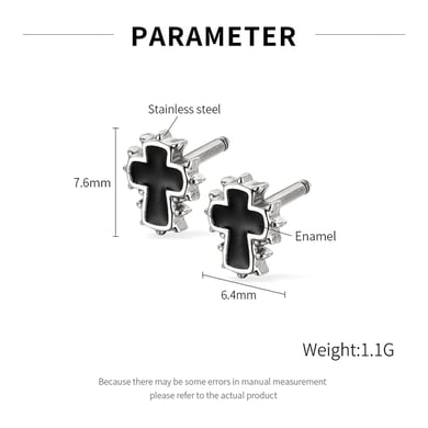Delicate Cross Stainless Steel Men's Earrings h5 Picture7