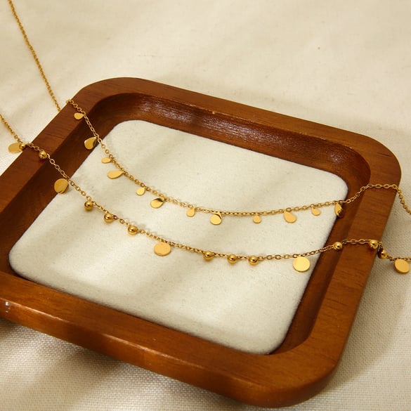 Collane da donna in acciaio inossidabile color oro a forma di goccia della serie Simple 2
