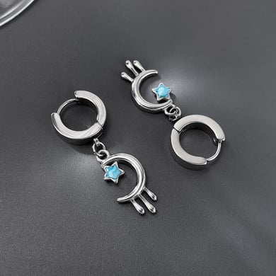 Pendientes colgantes de acero inoxidable con estrella sofisticada para mujer h5 Imagen6