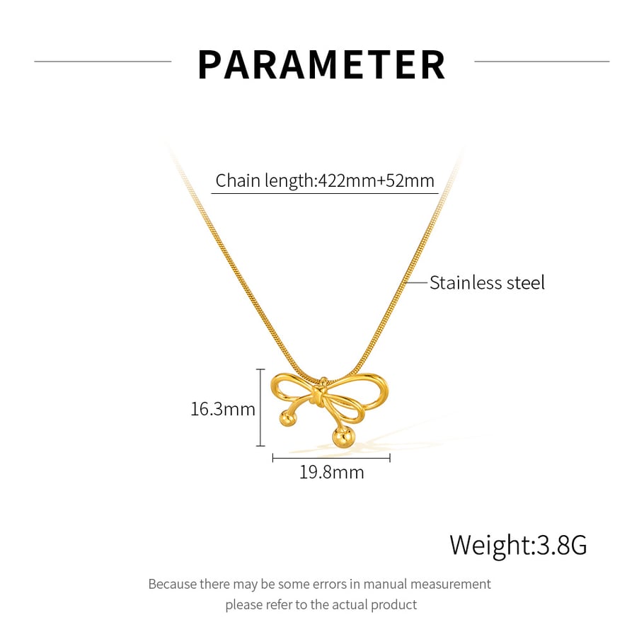 1 Piece Delicate Series Daily Bow Knot Line Stainless Steel Gold Color Women's Pendant Necklaces h5Picture7