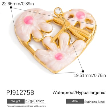 Oil-spot Glazing Flower Stainless Steel Gold Color Women's Pendants h5 Picture2