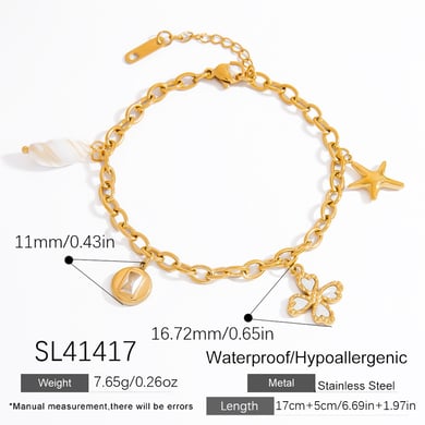 Marine Chic Stainless Steel Gold Color Women's Charm Bracelets h5 Picture2