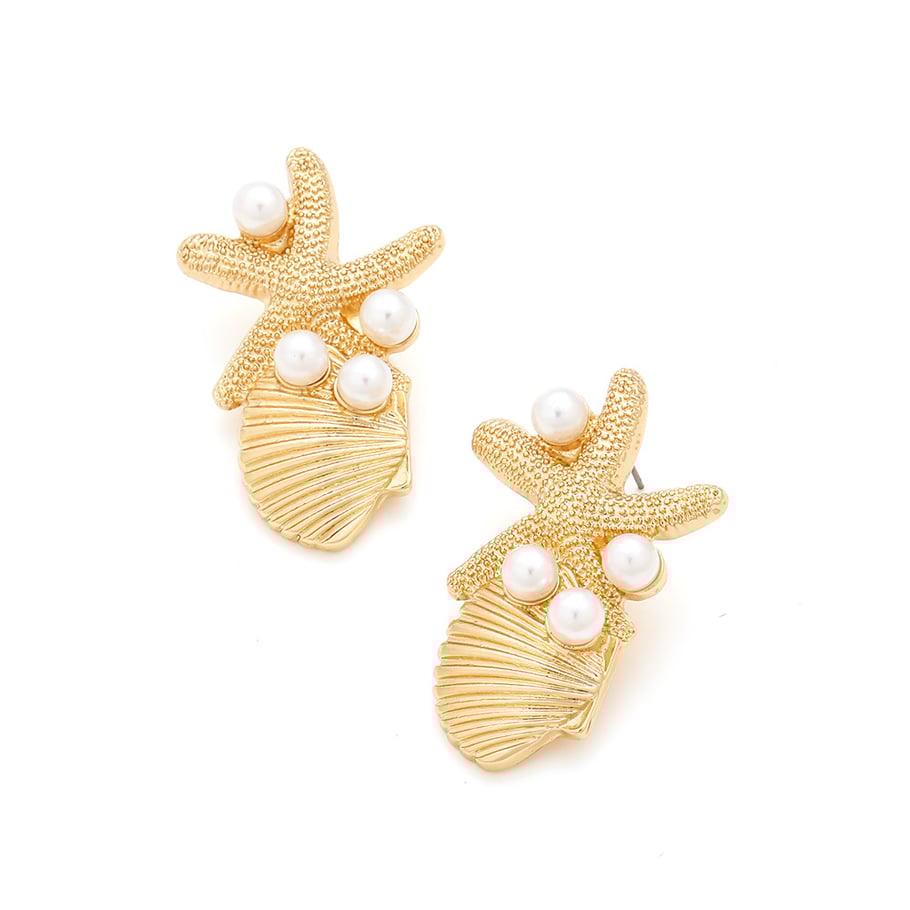 1 Pair Vacation Style Alloy Starfish Shell Earrings Picture3