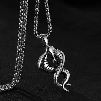 1 Piece Punk Snake Shape Stainless Steel Men's Necklaces h5 Picture7