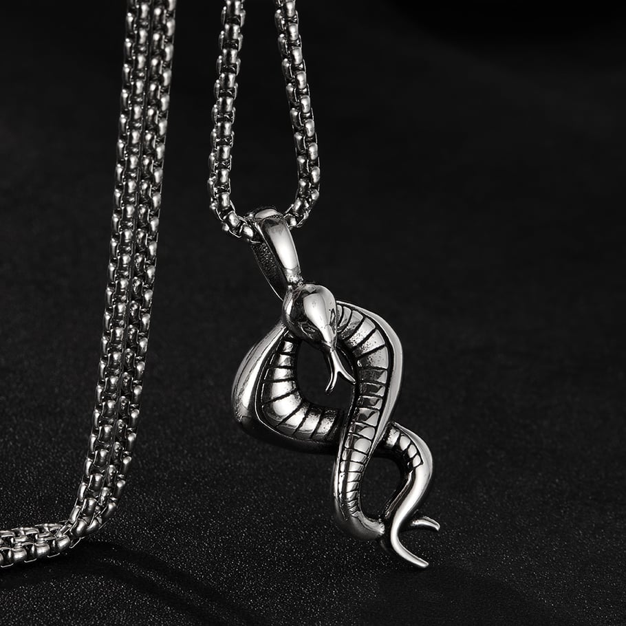 1 Piece Punk Snake Shape Stainless Steel Men's Necklaces Picture7