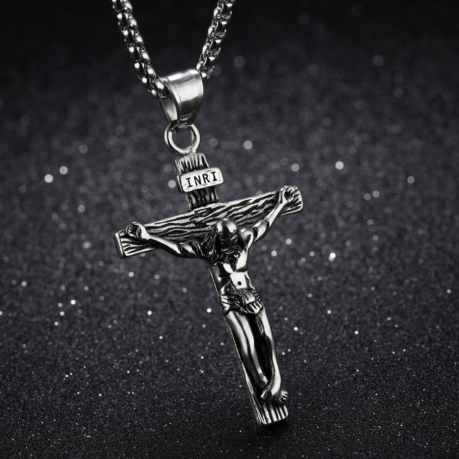 Religious Cross Stainless Steel Gold Color Men's Necklaces Picture4