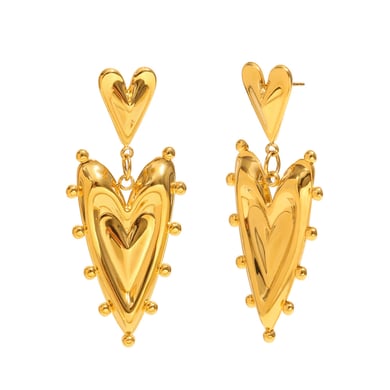1 Stück Mode Herzform Gold Farbe Edelstahl Damen Ohrringe h5 
