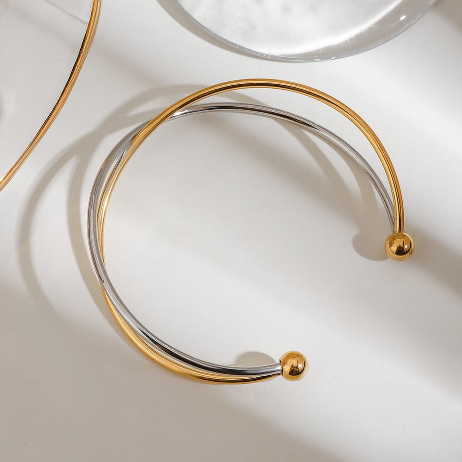 Einfache geometrische Manschettenarmbänder aus Edelstahl in verschiedenen Farben Bild6