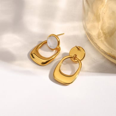 1 Pair Retro Stainless Steel Gold Color Women's Drop Earrings h5 Picture4