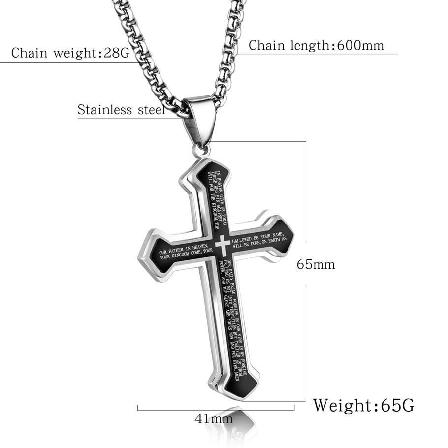 1 Piece Industrial Cross Stainless Steel Men's Necklaces Picture4