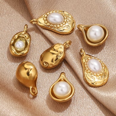 1 Stück gestaltbare unregelmäßige Tropfen Edelstahl Gold Farbe Damen Anhänger h5 Bild4