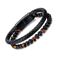 PH1514-Leather bracelet black leather black buckle 