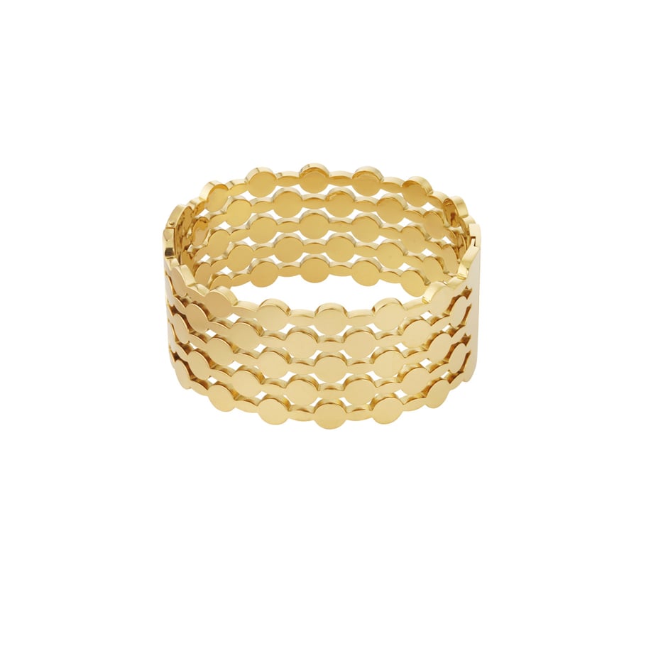 1 Piece Modern Series Elegant Annular Patchwork Stainless Steel Gold Color Women's Bangles Picture6