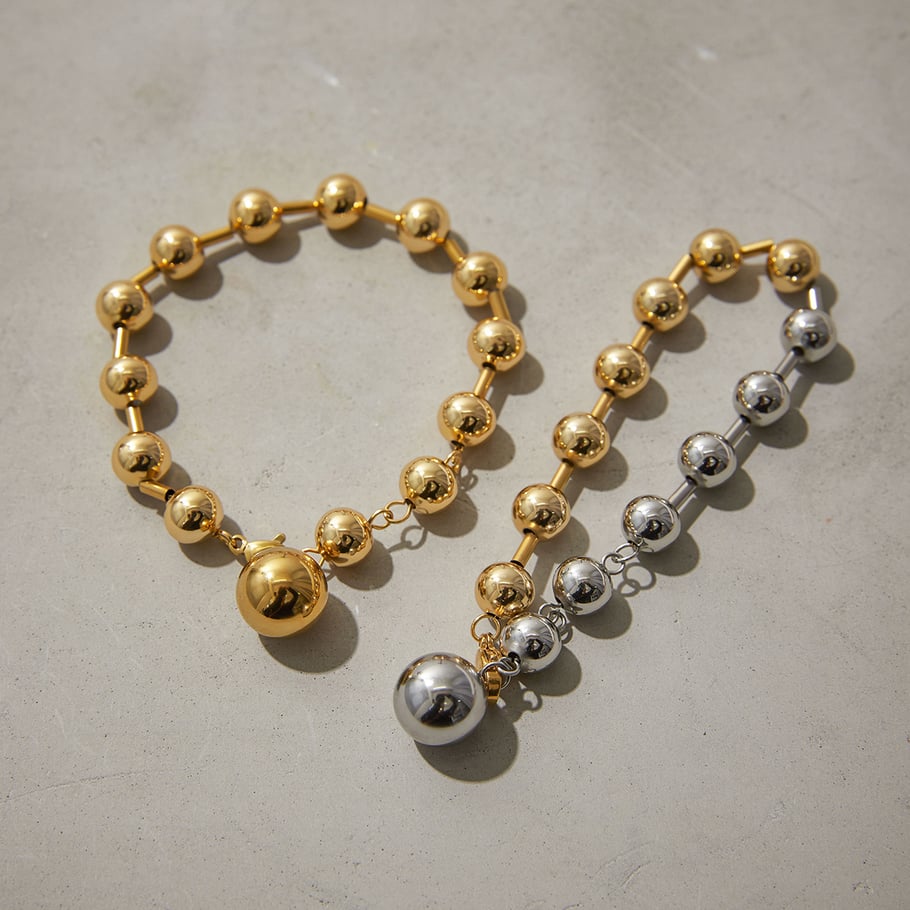 Ins Style Beads Edelstahl Goldfarbene Armbänder Bild4