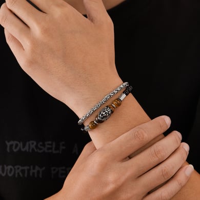 Lion Double-layer Stainless Steel Men's Beaded Bracelets h5 Picture5