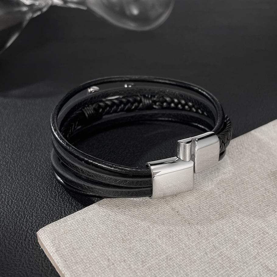 1 Piece Geometric Multilayer Stainless Steel Men's Bracelets Picture5