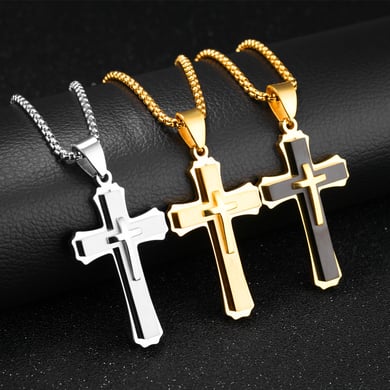 1 Piece Minimalist Cross Stainless Steel Men's Necklaces h5 Picture4