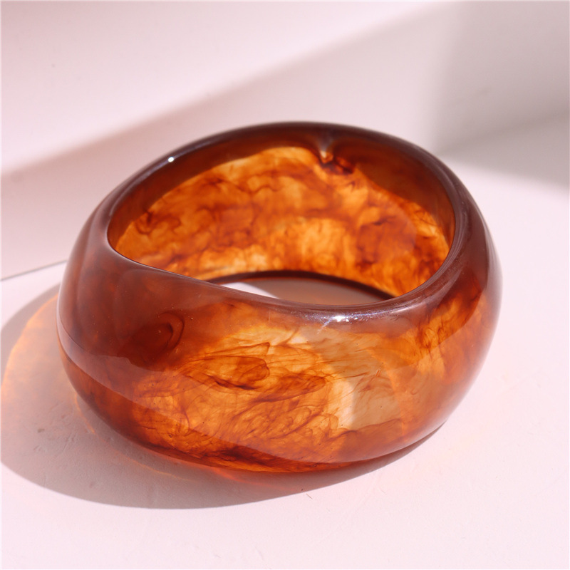 Hochwertiges braunes, breites, gemischtes, rundes, geometrisches Damenarmband Bild5