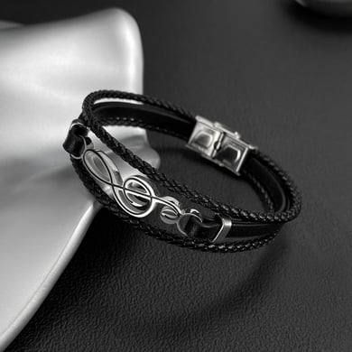 1 Piece Stylish Note Leather Men's Bracelets h5 Picture3