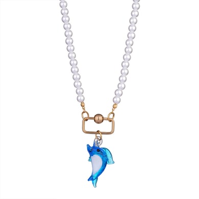 1 Piece Vivid Series Vacation Lobster Glass Stainless Steel Gold Color Women's Beaded Necklaces h5 Picture7