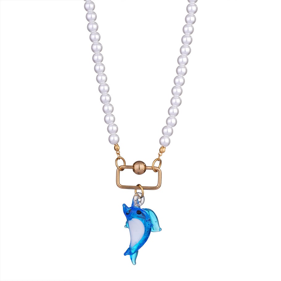 1 Piece Vivid Series Vacation Lobster Glass Stainless Steel Gold Color Women's Beaded Necklaces Picture7