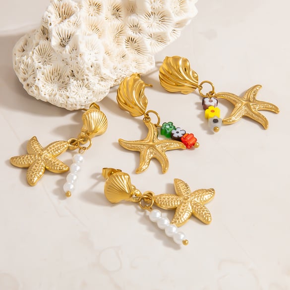 1 par de pendientes colgantes de acero inoxidable dorados con diseño de tortuga retro de serie simple para mujer