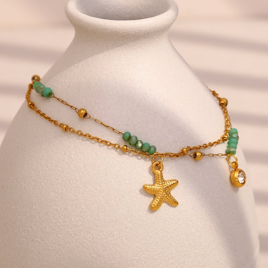 1 Stück Simple Series Vacation Turtle Edelstahl Goldfarben Damen Charm Armbänder Bild3