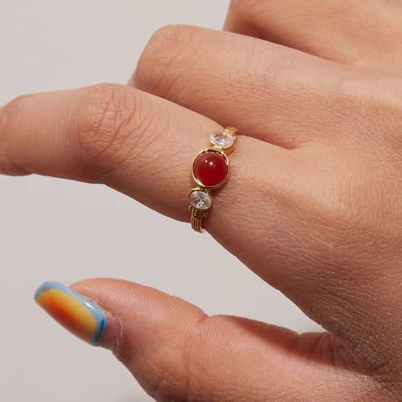 Anelli retrò in acciaio inossidabile color oro con pietre preziose 2