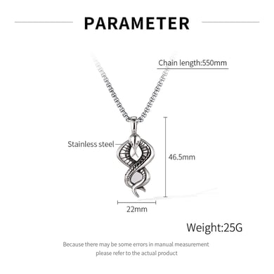 1 Piece Punk Snake Shape Stainless Steel Men's Necklaces h5 Picture8