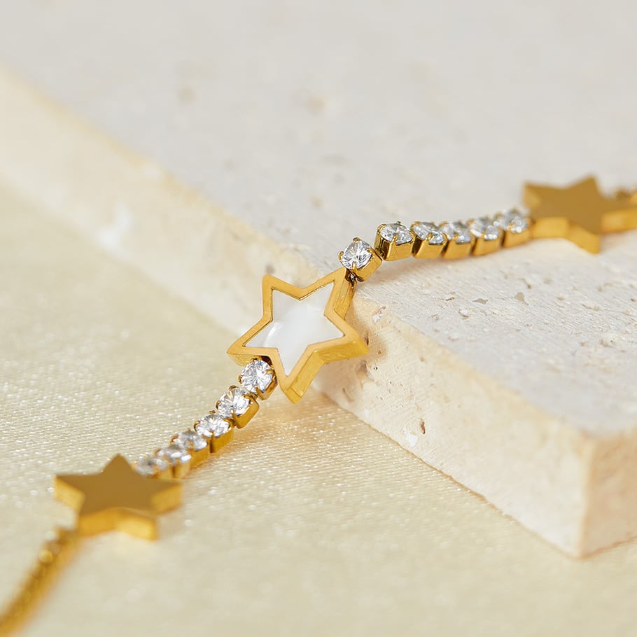 1 Stück Simple Series Daily Star Edelstahl Goldfarben Damen Kettenarmbänder Bild4