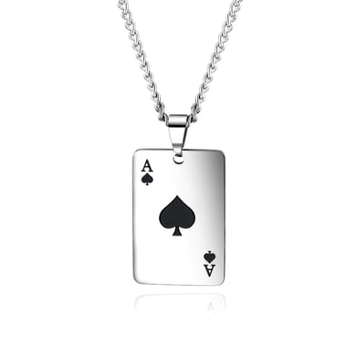 1 Piece Classic Poker Stainless Steel Men's Necklaces h5 