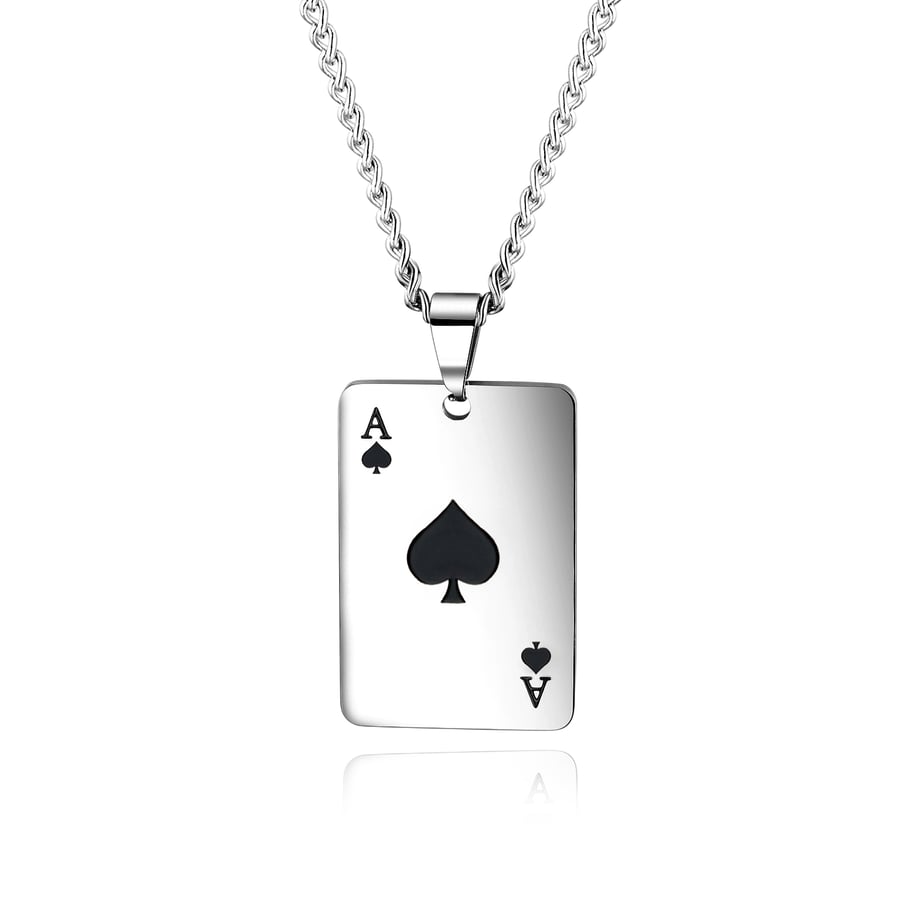 1 Piece Classic Poker Stainless Steel Men's Necklaces 