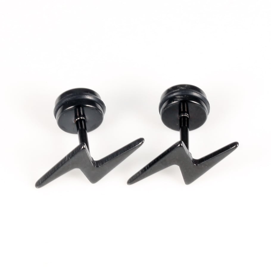 Versatile Lightning Shape Stainless Steel Men's Stud Earrings Picture5