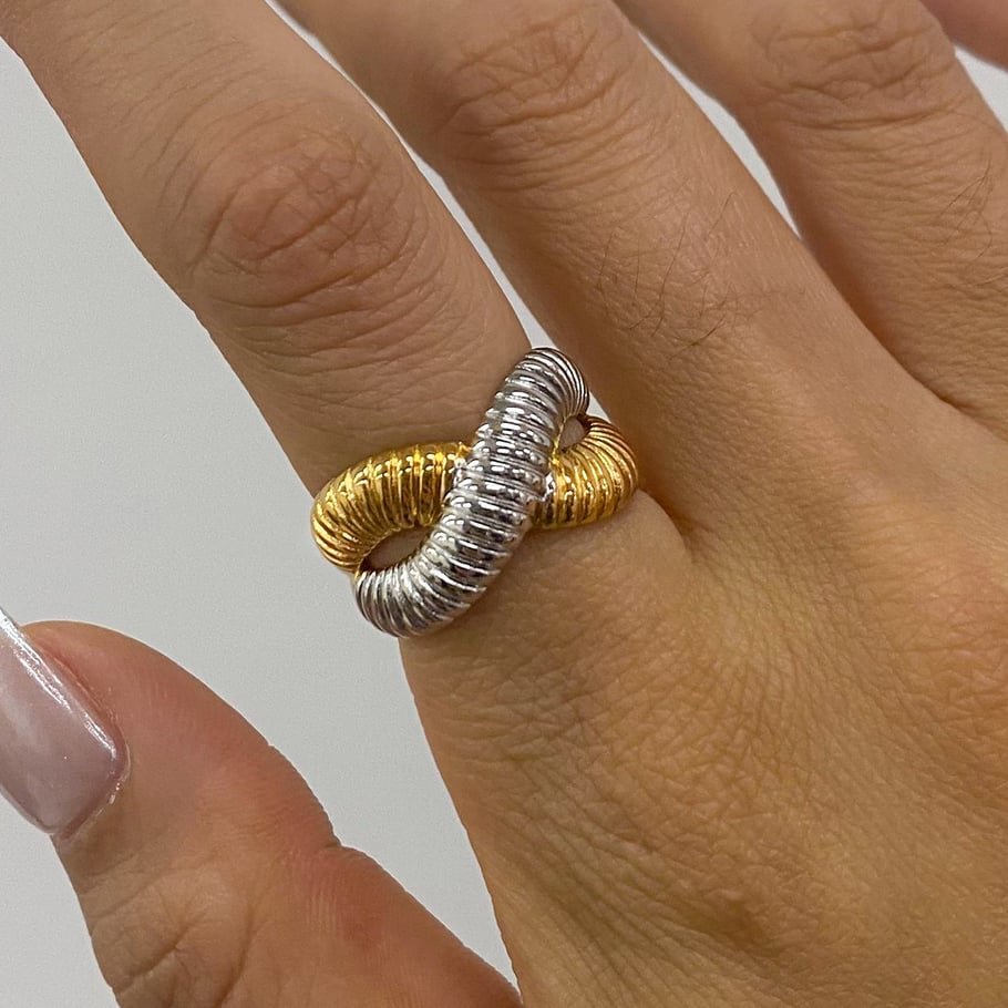 1 Piece Ins Style Stainless Steel Gold & Sliver Color Mixed Women's Adjustable Rings Picture5