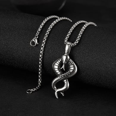 1 Piece Punk Snake Shape Stainless Steel Men's Necklaces h5 Picture3