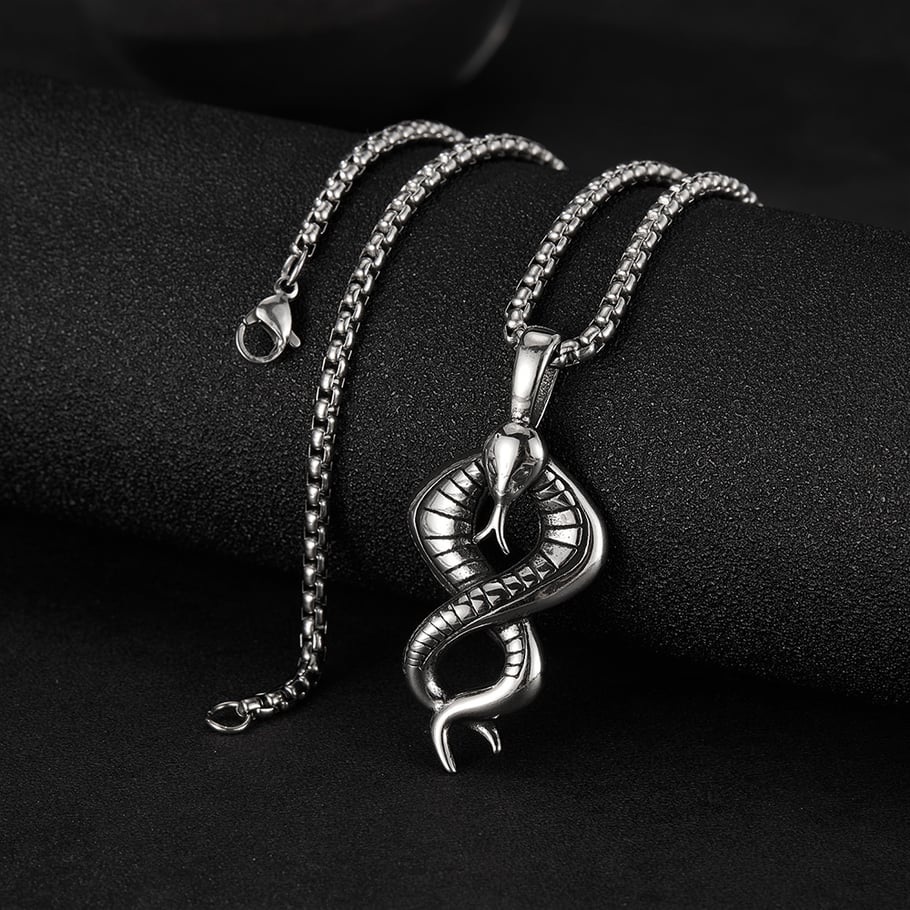 1 Piece Punk Snake Shape Stainless Steel Men's Necklaces Picture3