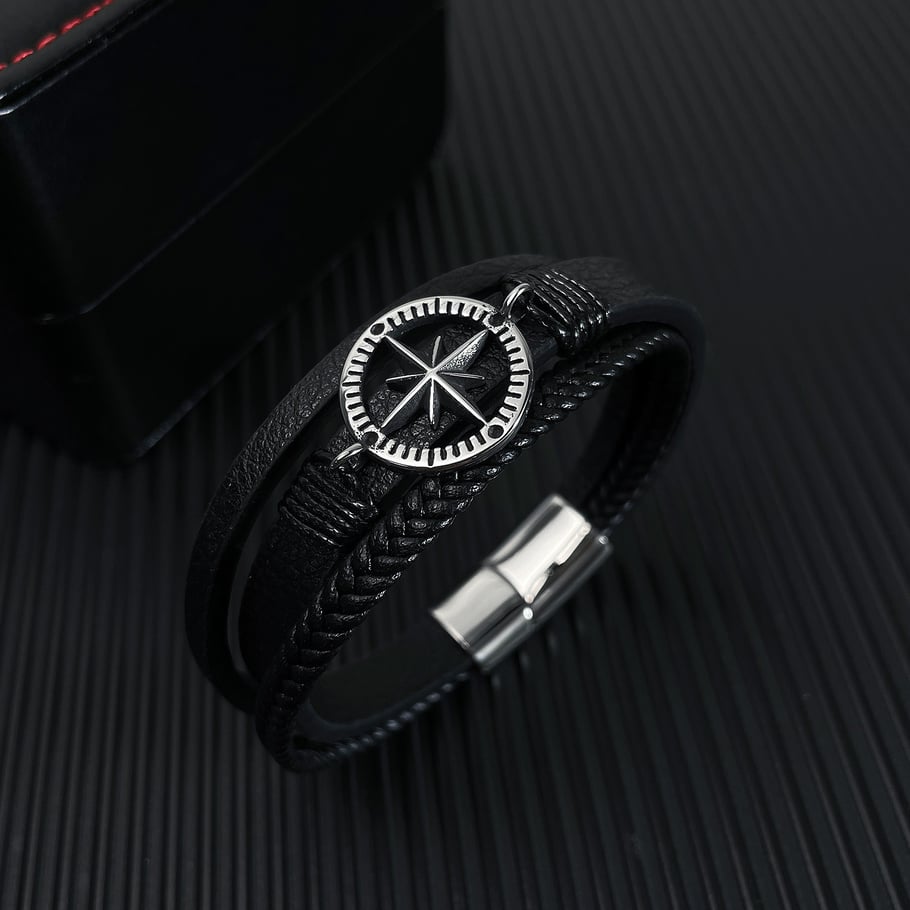 1 Piece Octagonal Star Stainless Steel Men's Bracelets Picture2