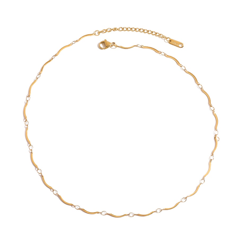 1 pieza de cadena simple de acero inoxidable color dorado para mujer Imagen8