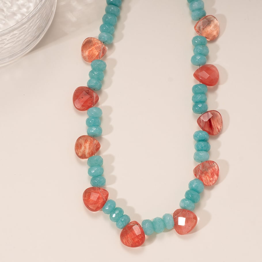 1 Piece Glamorous Series Vacation Droplet Stainless Steel Gold Color Women's Beaded Necklaces Picture4