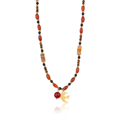 Classic Dove Stainless Steel Gold Color Natural Stone Women's Beaded Necklaces h5 